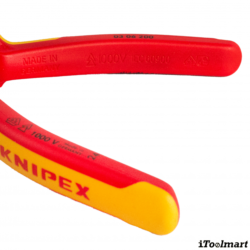 คีมปากจิ้งจก KNIPEX 03 06 200 SB Chrome plated ด้ามจับ VDE