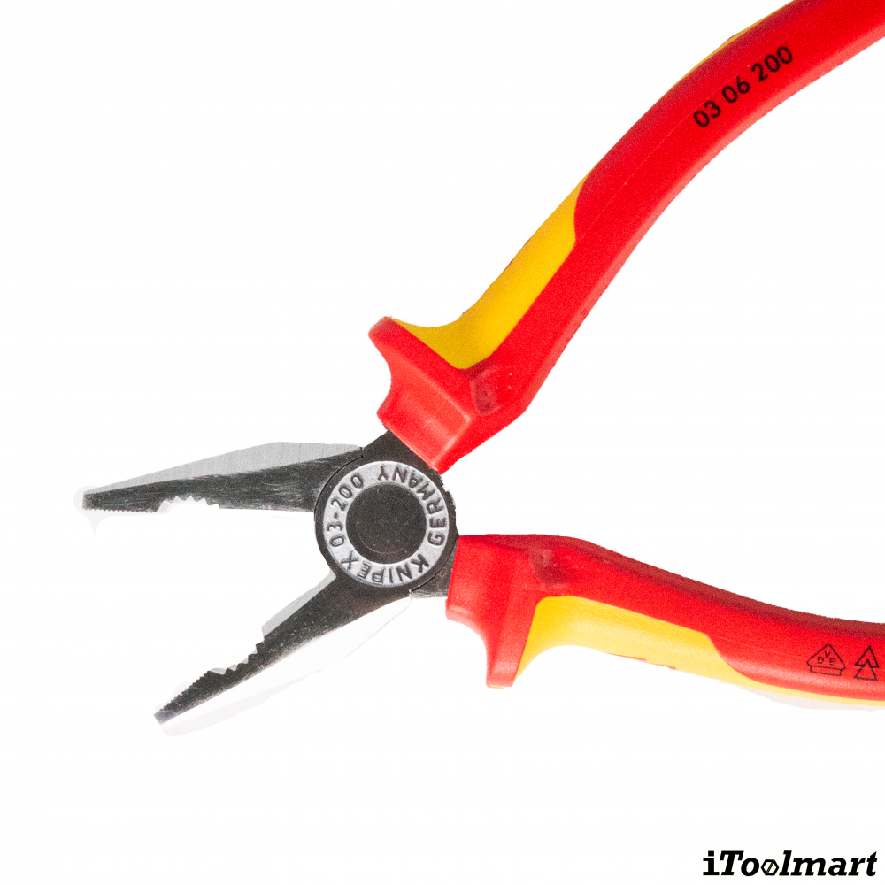 คีมปากจิ้งจก KNIPEX 03 06 200 SB Chrome plated ด้ามจับ VDE
