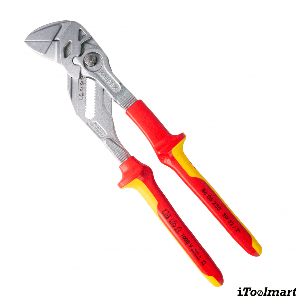 คีมคอม้า KNIPEX 86 06 250 SB Pliers Wrench โครเมี่ยม ด้าม VDE