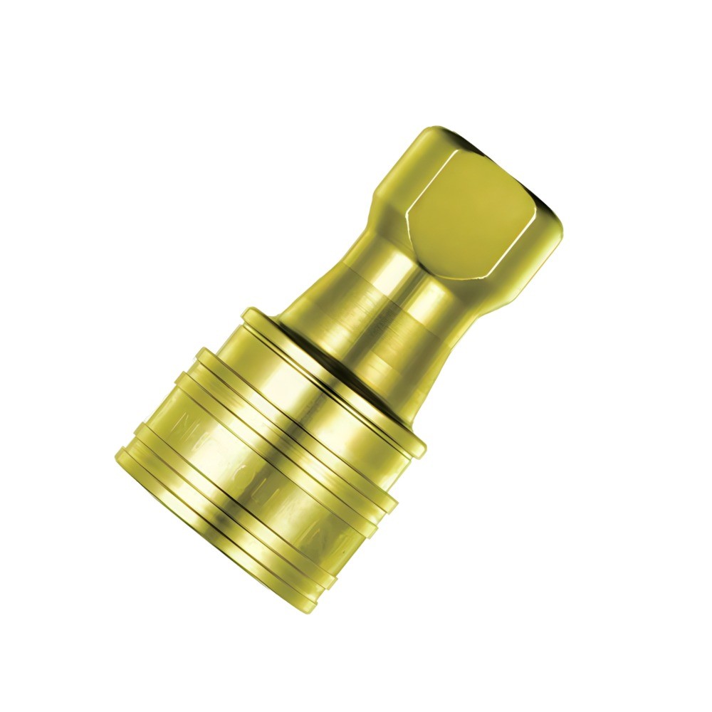 ข้อต่อลมทองเหลือง NITTO KOHKI 12S A แบบสวมเร็วพร้อมวาล์วเปิด ปิดอัตโนมัติ