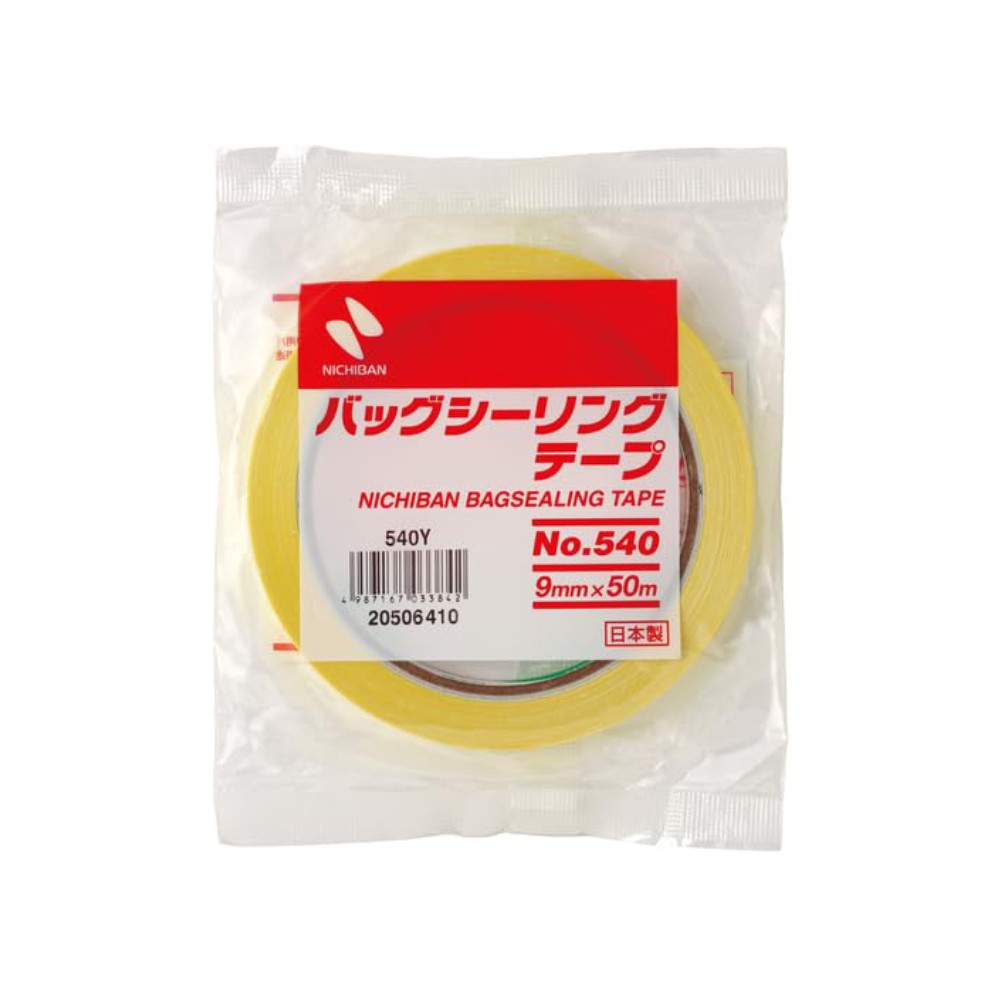 เทปปิดปากถุง NICHIBAN 540Y สีเหลือง ขนาด 9 มม  x 50 เมตร