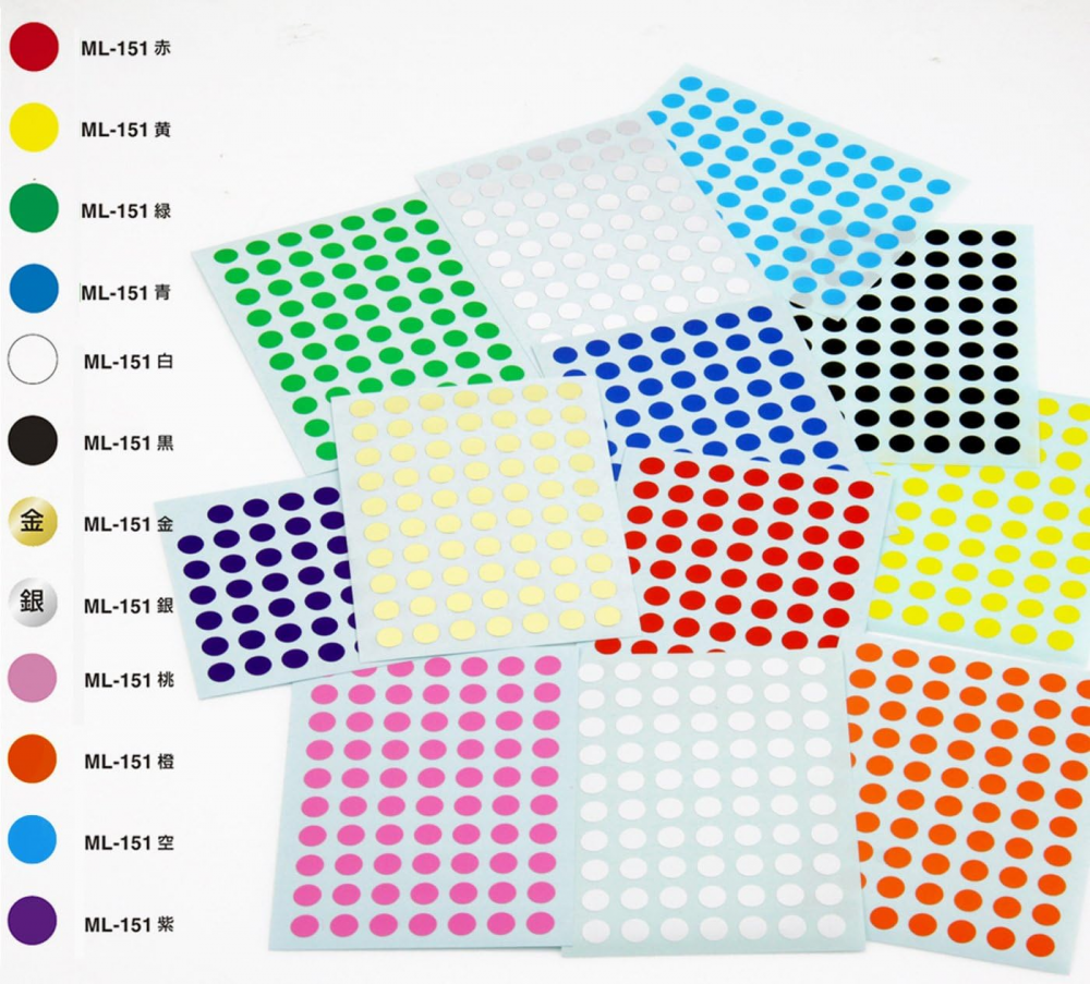 สติ๊กเกอร์วงกลม NICHIBAN ML 1515 ขนาด 8 มม  สีขาว