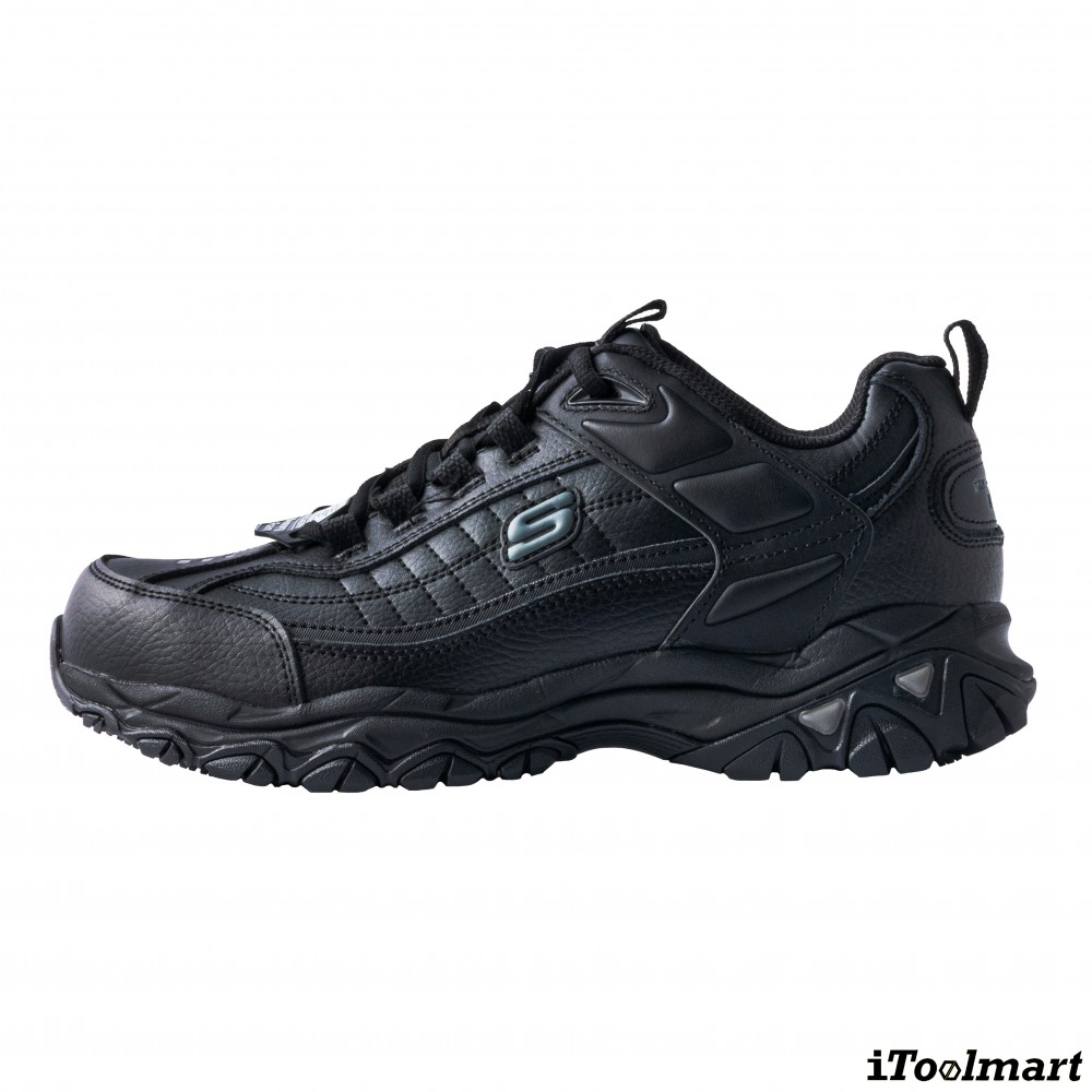 รองเท้าเซฟตี้ Skechers 200118 Stiney Construction Shoe ผู้ชาย สีดำ หัวเหล็ก Memory Foam ป้องกันอันตรายจากไฟฟ้า