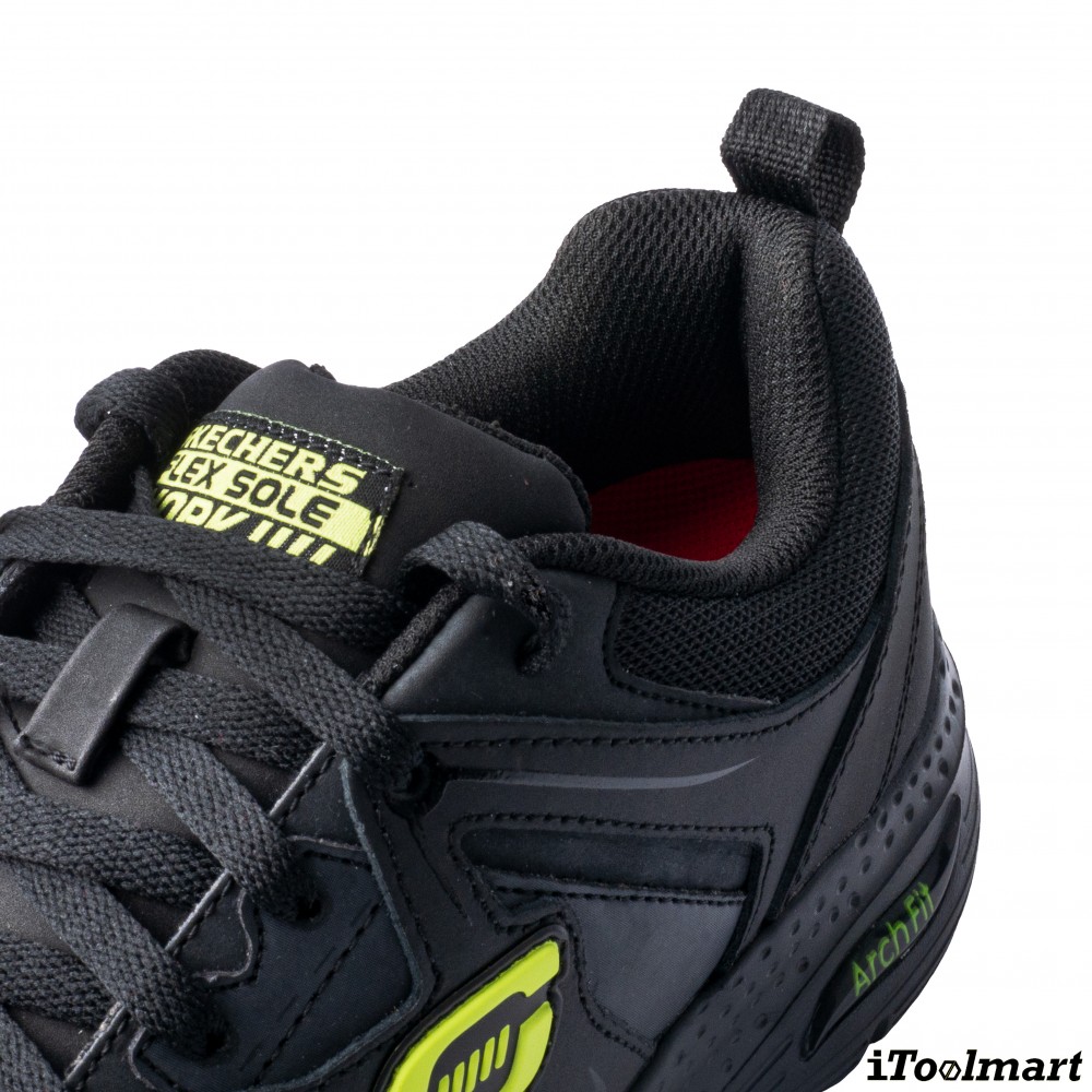 รองเท้าเซฟตี้ Skechers&nbsp;200158 Arch Fit SR Sellian Alloy Toe ผู้ชาย สีดำ หัวโลหะ น้ำหนักเบา รองรับแรงกระแทกและแรงบีบอัด