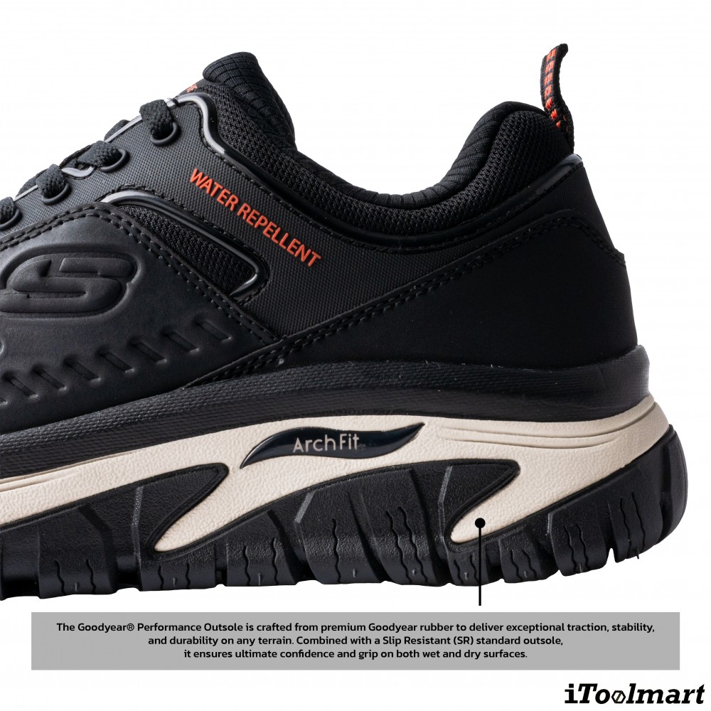 รองเท้าเซฟตี้ Skechers 200154 Arch Fit Road Walker Raylan ผู้ชาย EU 41  8 US  สีดำ หัวคอมโพสิต พื้นยาง Goodyear กันลื่นทั้งในสภาพเปียกและแห้ง