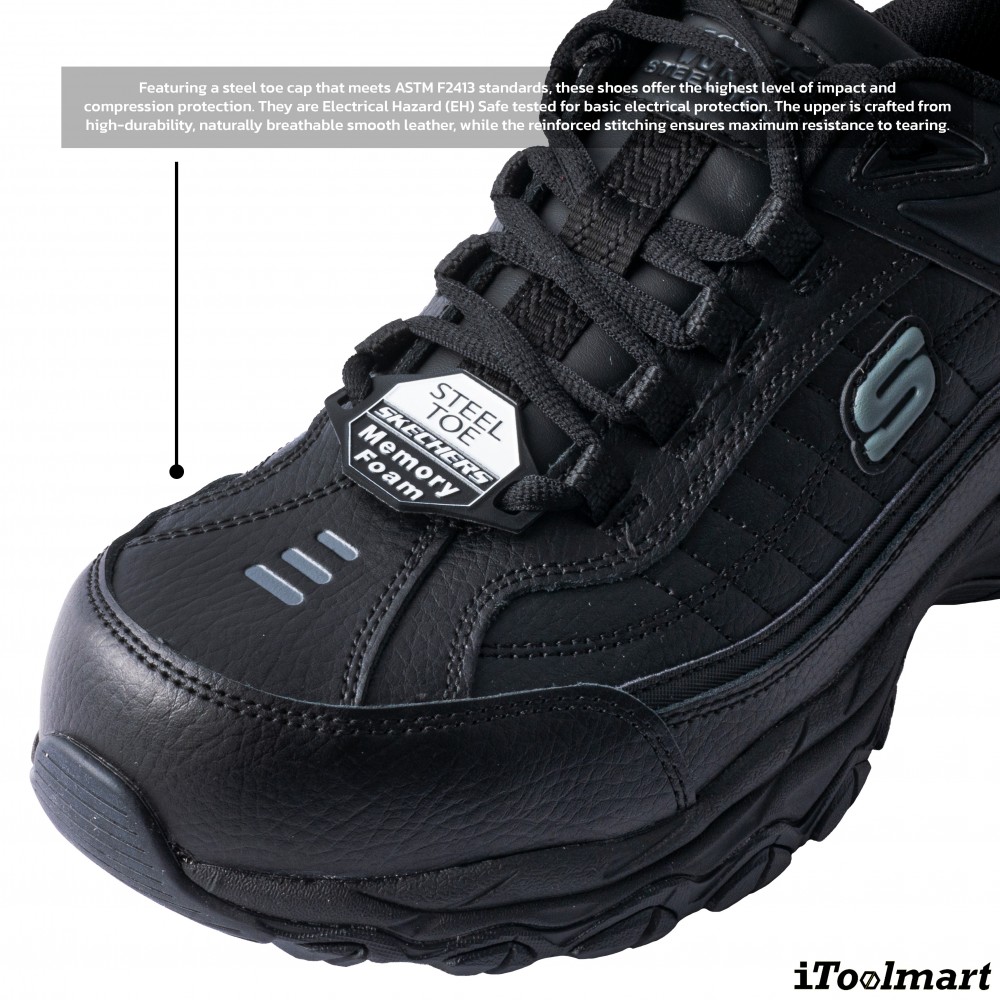 รองเท้าเซฟตี้ Skechers 200118 Stiney Construction Shoe ผู้ชาย EU 41  8 US  สีดำ หัวเหล็ก Memory Foam ป้องกันอันตรายจากไฟฟ้า