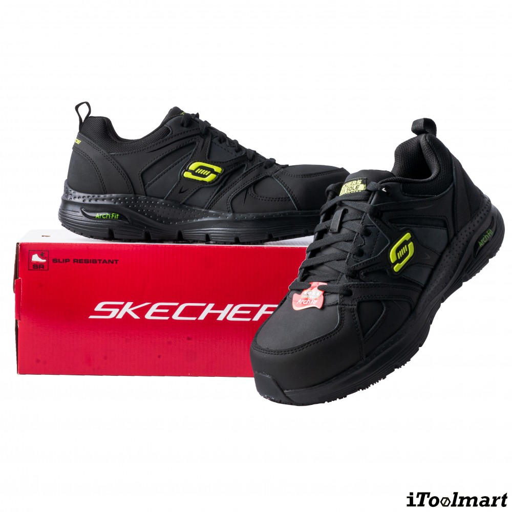 รองเท้าเซฟตี้ Skechers 200158 Arch Fit SR Sellian Alloy Toe ผู้ชาย EU 45  11 US  สีดำ หัวโลหะ น้ำหนักเบา รองรับแรงกระแทกและแรงบีบอัด