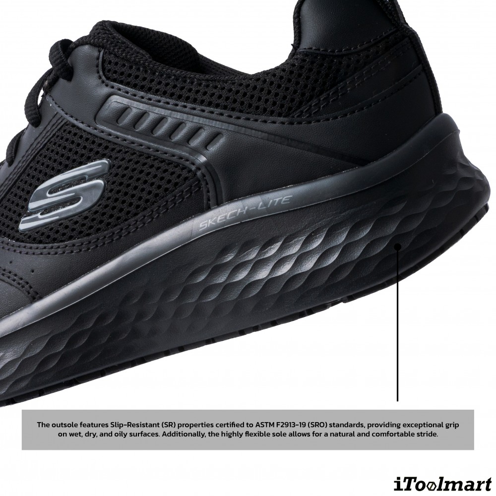 รองเท้าเซฟตี้ Skechers 200282 Skech Lite Pro SR Skaut ผู้ชาย EU 47 5  13 US  สีดำ พื้นกันลื่น ระบายอากาศได้ดี ป้องกันอันตรายจากไฟฟ้า