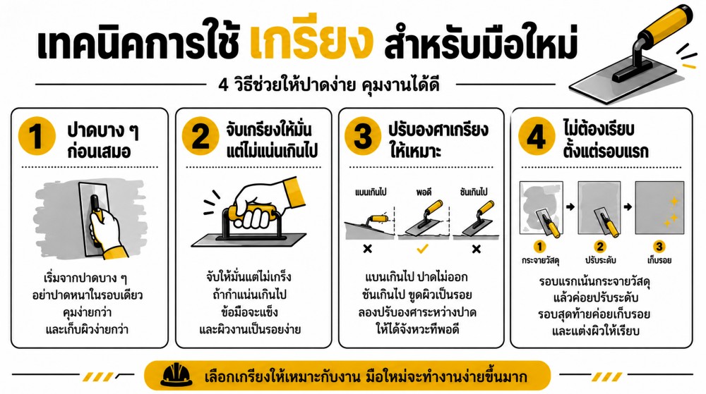 ฉาบผนังเองครั้งแรก ต้องใช้ เกรียง แบบไหนถึงควบคุมง่าย ฉาบผนังเองครั้งแรก ต้องใช้ เกรียง แบบไหนถึงควบคุมง่าย
