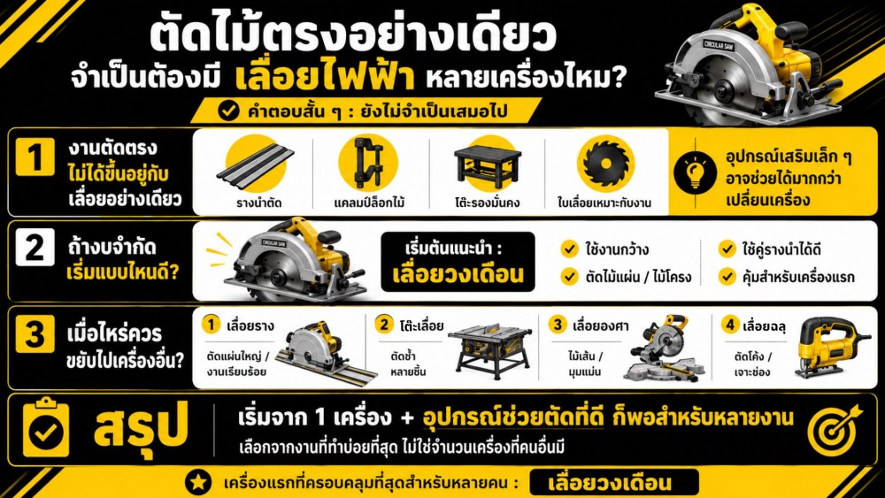 ตัดไม้ตรงอย่างเดียว จำเป็นต้องมี เลื่อยไฟฟ้า หลายเครื่องไหม ตัดไม้ตรงอย่างเดียว จำเป็นต้องมี เลื่อยไฟฟ้า หลายเครื่องไหม