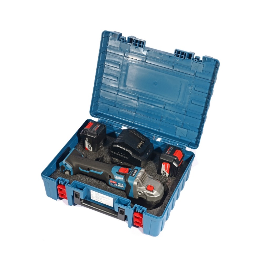 เครื่องเจียร์ไร้สาย DONG CHENG DCSM04 100 EM ขนาด 4 นิ้ว 20V  BL Motor พร้อมแบตเตอรี่ 4 0Ah x  2 ก้อน     แท่นชาร์จ