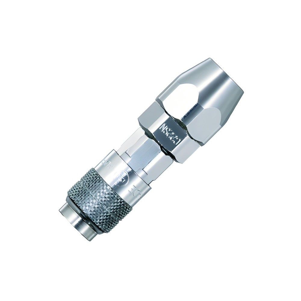 ข้อต่อมินิวาล์ว NITTO KOHKI CC22SN ชุบโครเมียมสำหรับสายลมและก๊าซ