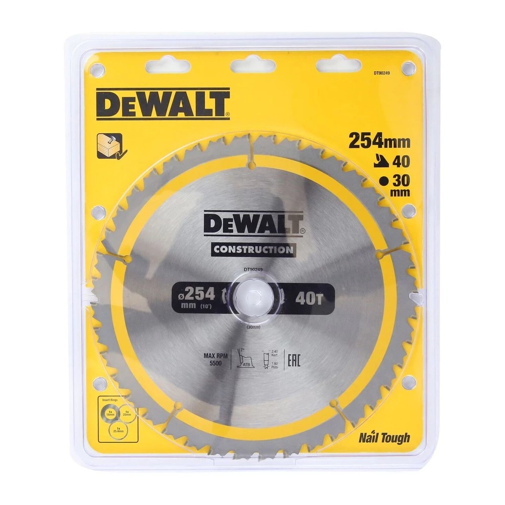 ใบเลื่อยวงเดือน DEWALT DT90249 QZ สำหรับตัดงานไม้ ขนาด 254 มม  4 ฟัน