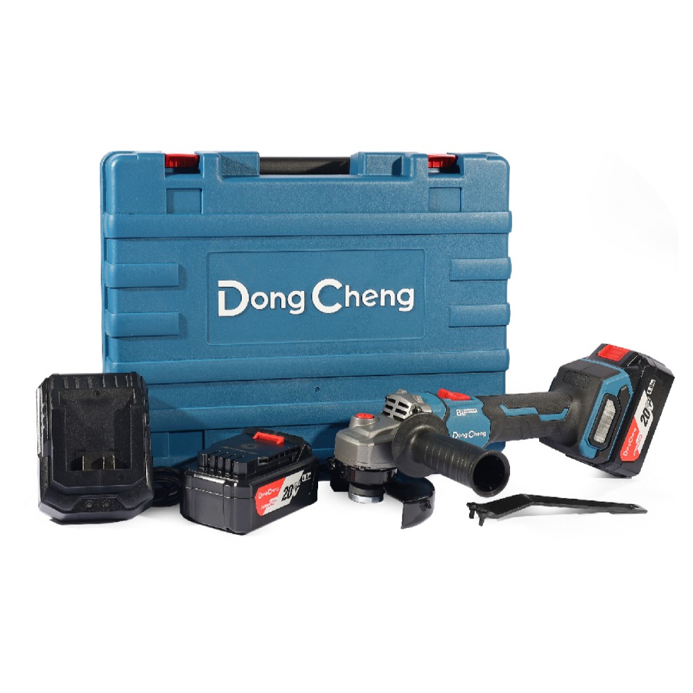 เครื่องเจียร์ไร้สาย DONG CHENG DCSM08 100 EM ขนาด 4 นิ้ว 20V  BL Motor พร้อมแบตเตอรี่ 4 0Ah x  2 ก้อน     แท่นชาร์จ
