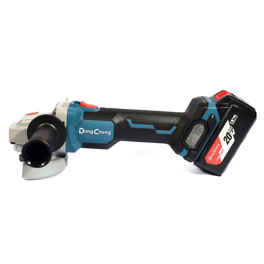 เครื่องเจียร์ไร้สาย DONG CHENG DCSM03 100 EM ขนาด 4 นิ้ว 20V  BL Motor พร้อมแบตเตอรี่ 4 0Ah x  2 ก้อน     แท่นชาร์จ