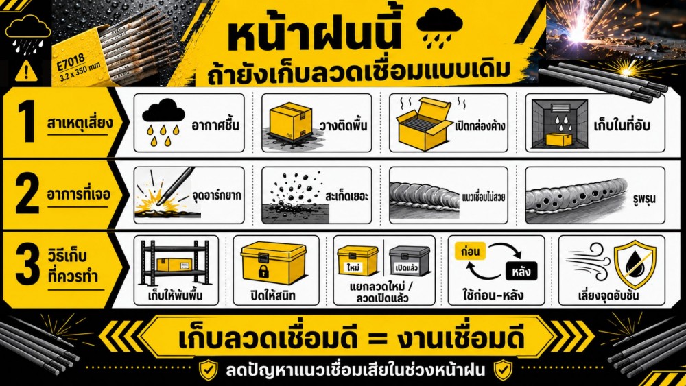 หน้าฝนนี้ ถ้ายังเก็บ ลวดเชื่อม แบบเดิม อาจทำให้งานเชื่อมเสีย โดยไม่รู้ตัว