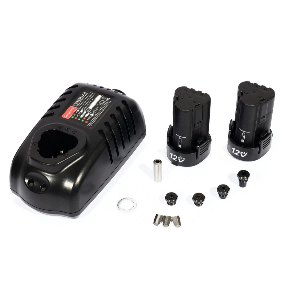 เครื่องยิงรีเวทไร้สาย DONG CHENG DCPM50 EK 12V  พร้อมแบตเตอรี่ 2 0Ah x  2 ก้อน     แท่นชาร์จ
