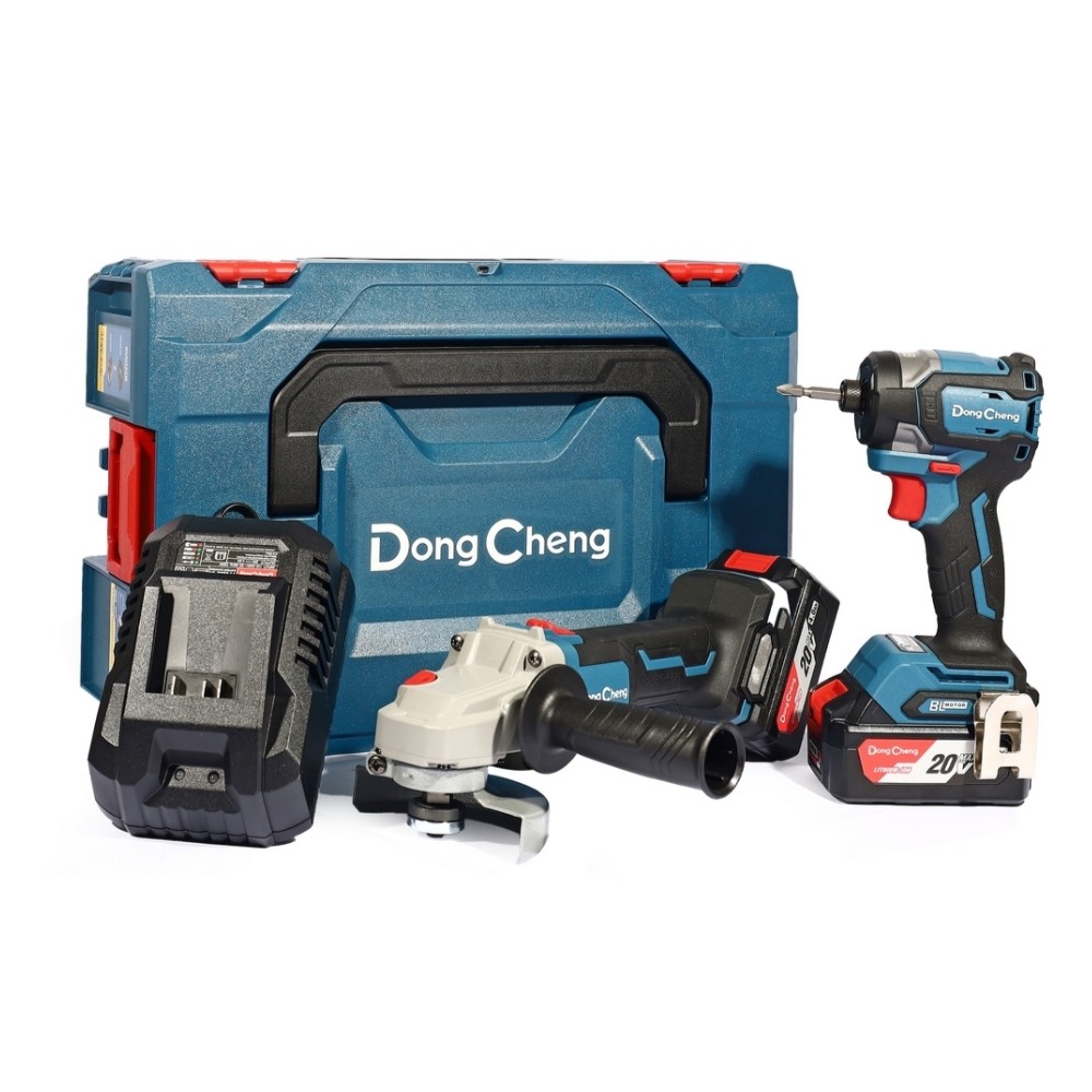 ชุดไขควงกระแทก   เครื่องเจียร์ DONG CHENG DCKIT27 EK 20V  พร้อมแบตเตอรี่ 4 0Ah x  2 ก้อน     แท่นชาร์จ