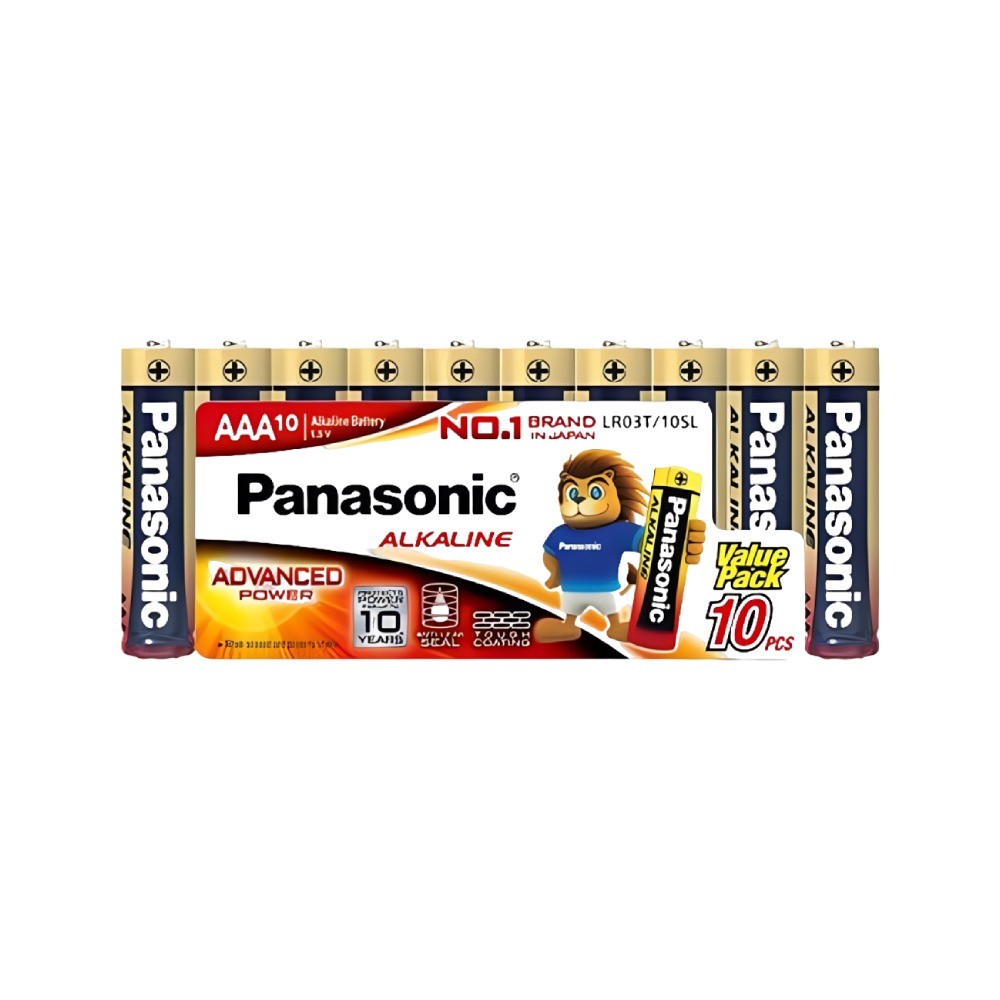 ถ่านอัลคาไลน์ PANASONIC LR03T 10SL ขนาด AAA บรรจุ 10 ก้อน