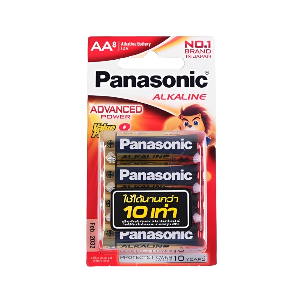 ถ่านอัลคาไลน์ PANASONIC LR6T 8B ขนาด AA แพ็ค 8 ก้อน