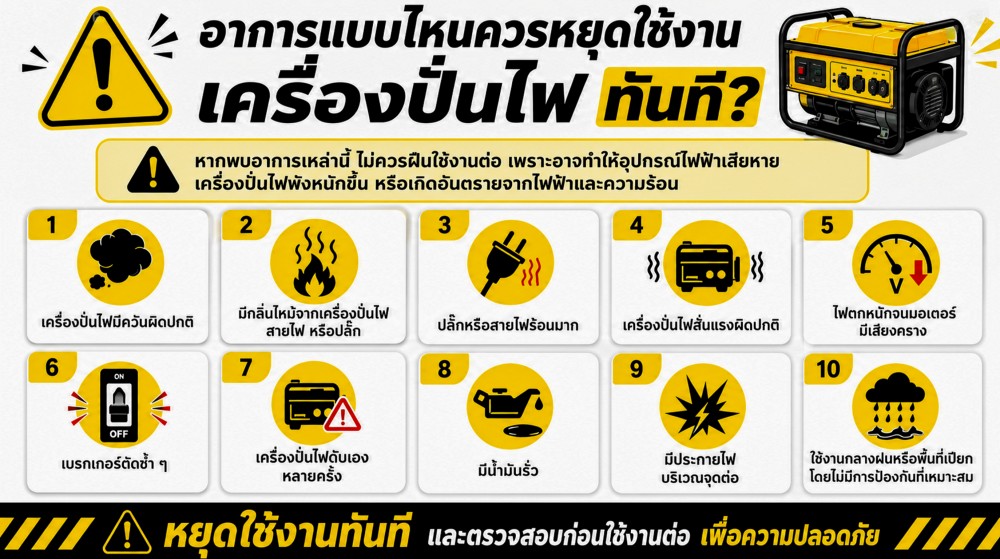 เครื่องปั่นไฟ ใช้ต่อเนื่องแล้วไฟตก เกิดจากสาเหตุอะไรได้บ้าง