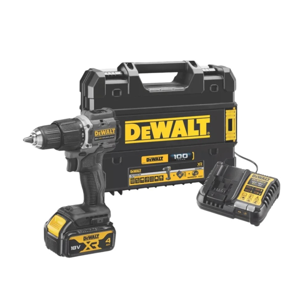 สว่านไร้สาย DEWALT DCD100M1T 18V พร้อมแบตเตอรี่ 4 0Ah x  1 ก้อน     แท่นชาร์จ