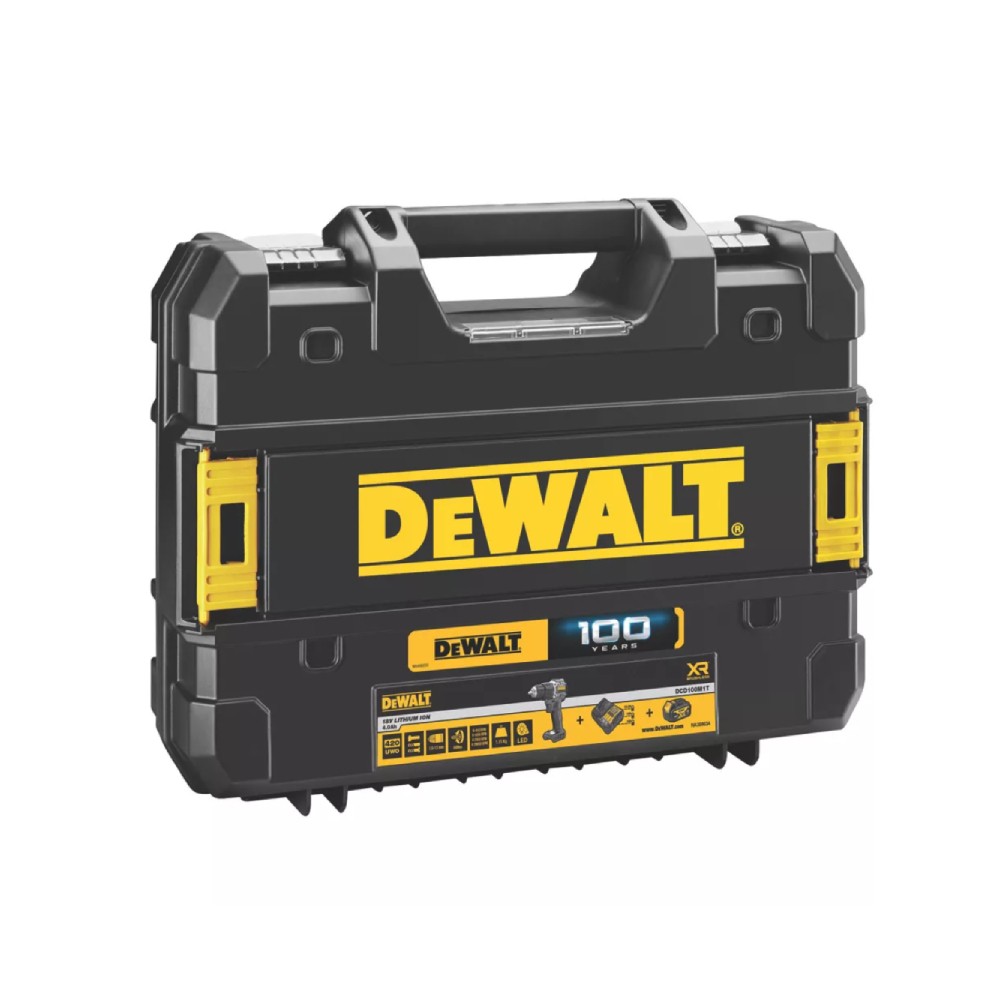 สว่านไร้สาย DEWALT DCD100M1T 18V พร้อมแบตเตอรี่ 4 0Ah x  1 ก้อน     แท่นชาร์จ