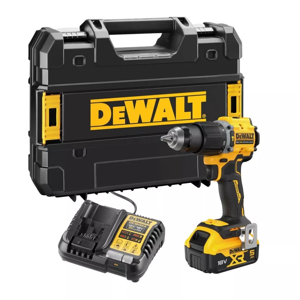 สว่านกระแทกไร้สายไร้แปรงถ่าน DEWALT DCD799P1T B1 20V Max พร้อมแบตเตอรี่ 5Ah 1 ก้อน และกล่อง TSTAK