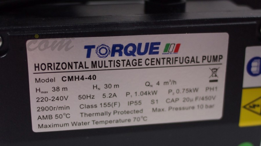 ปั๊มน้ำ MULTISTAGE TORQUE  CHM4-40 1X1 นิ้ว 4 ใบพัด 1 แรงม้า อัตโนมัติ