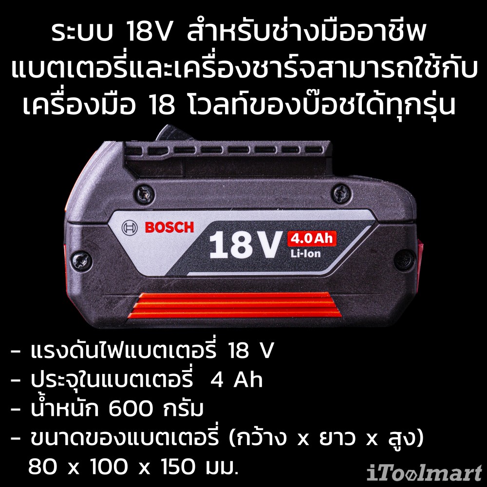 แบตเตอรี่ BOSCH GBA 18V 4.0AH