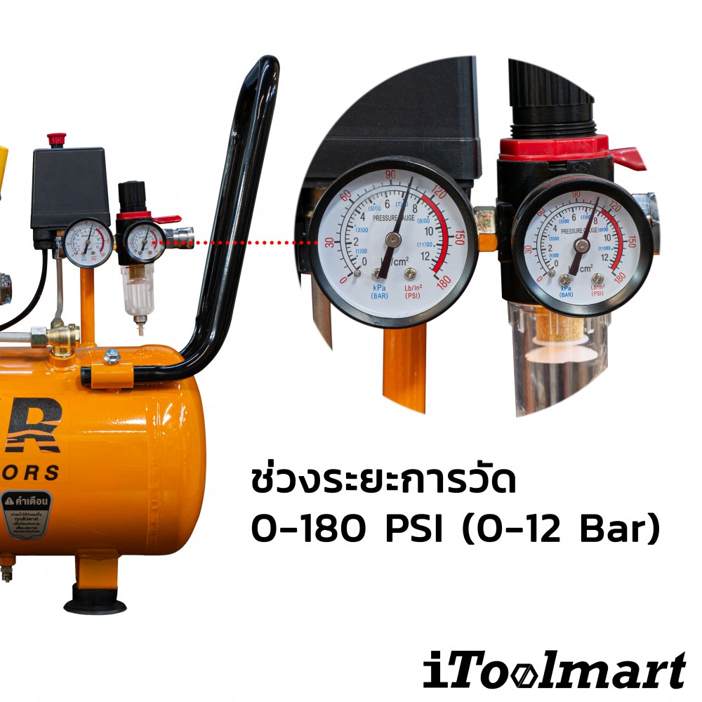 ปั๊มลมโรตารี่ TIGER รุ่น CHEETAH ขนาดถัง 25 L. กำลังไฟ 3HP