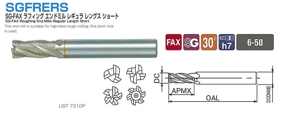 ดอกเอ็นมิลล์กัดหยาบ Nachi L7310P SG Roughing End Mills 