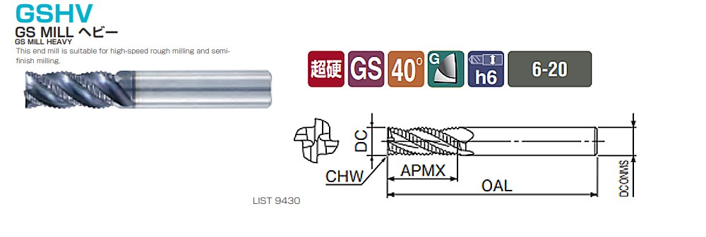 ดอกเอ็นมิลล์กัดหยาบ Nachi L9430 GS Mill Heavy