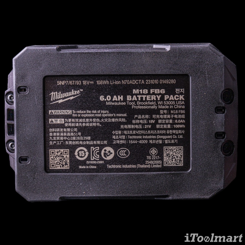 แบตเตอรี่ Milwaukee M18 FB6 18V. 6.0Ah. FORGE™