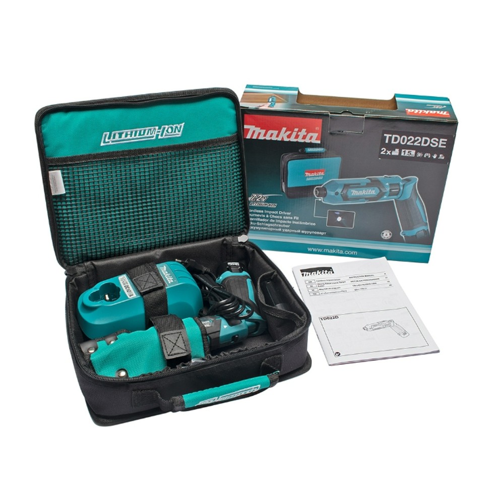 สว่านไขควงกระแทกไร้สาย MAKITA TD022DSE กำลังไฟ 7.2 โวลต์, ขนาด 1/4 นิ้ว, แรงบิด 25 นิวตันเมตร