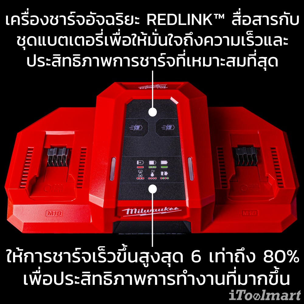 แท่นชาร์จแบตเตอรี่ ซุปเปอร์ชาร์จ Milwaukee M18 DBSC SA ชาร์จแบตได้ 2 ก้อน