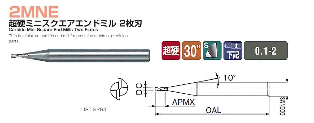 ดอกเอ็นมิลล์คาร์ไบด์ Nachi L9294 Carbide Mini-Square