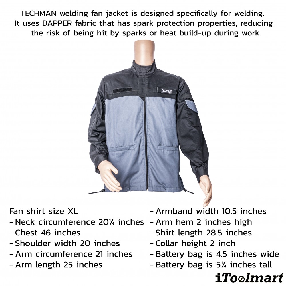 เสื้อพัดลม สำหรับงานเชื่อม TECHMAN ป้องกันสะเก็ดไฟ Size XL