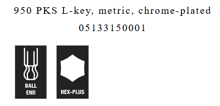 ประแจหกเหลี่ยมหัวบอล Wera 950 PKS L key  metric  chrome plated ขนาด 1 5 มม 