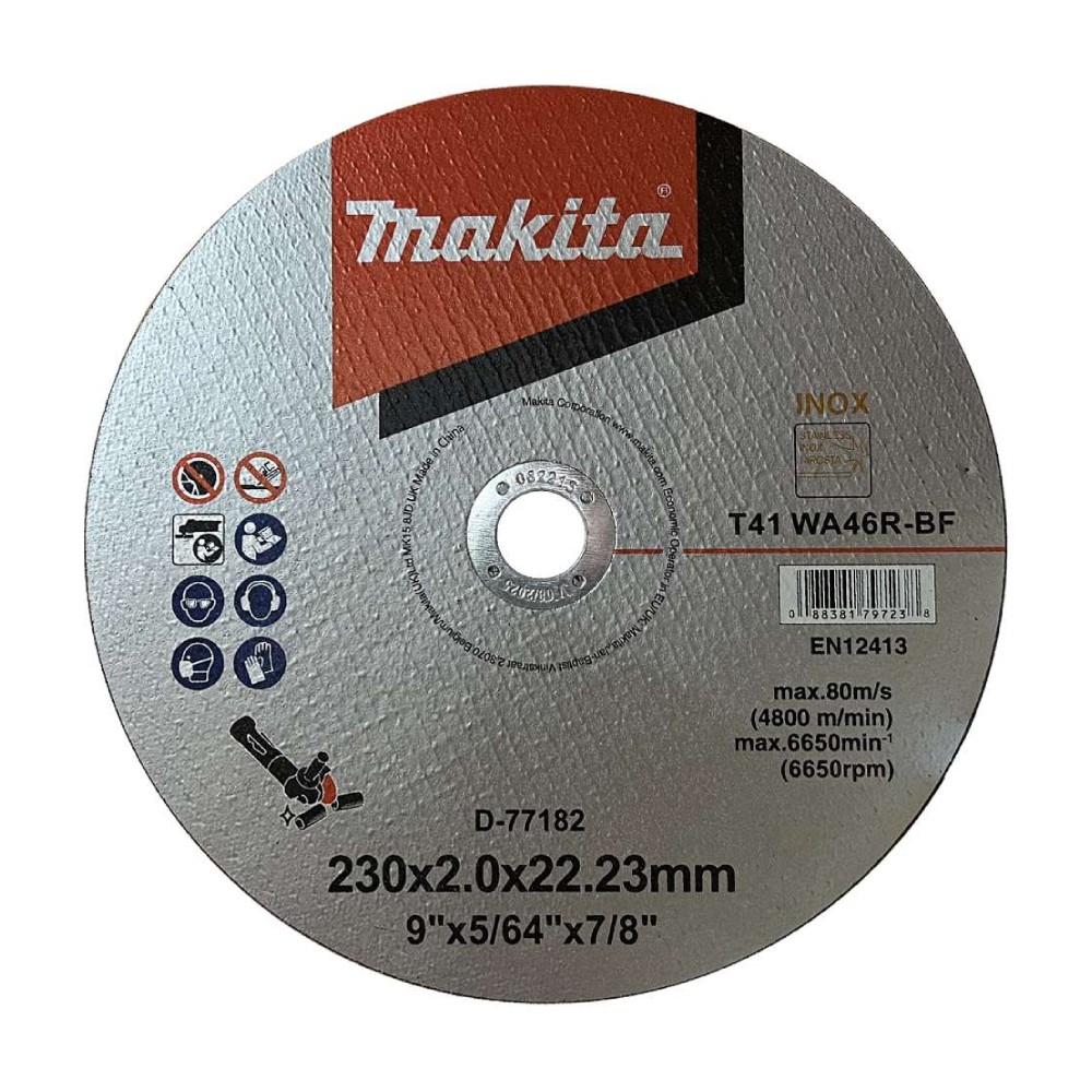 ใบตัดสแตนเลส MAKITA D 77182 ขนาด 9 นิ้ว 230 x 2 x 23 mm 