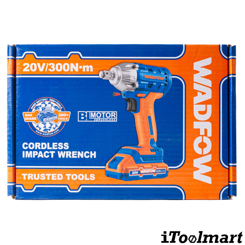 บล็อกกระแทกไร้สาย WADFOW WCD15121 ขนาด 1 2 นิ้ว 20V  พร้อมแบตเตอรี่และแท่นชาร์จ