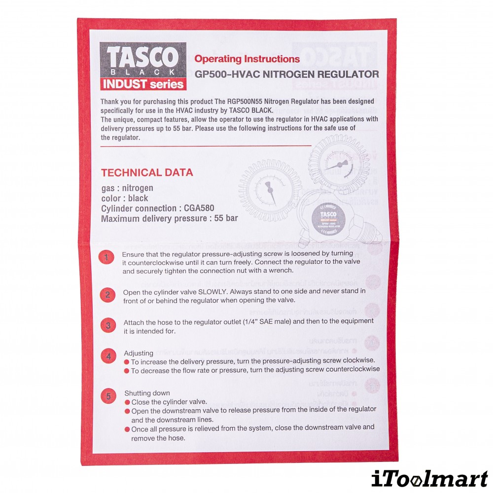 เกจไนโตรเจน TASCO BLACK GP500 HVAC Nitrogen Regulator