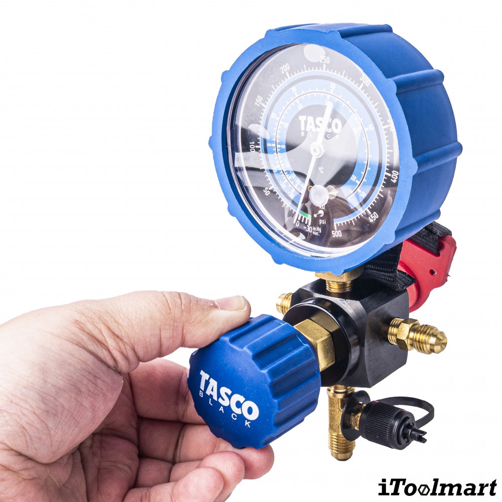 เกจวัดน้ำยาแอร์ เกจเดี่ยว TASCO BLACK TB100 ii สำหรับน้ำยา R32  R410A