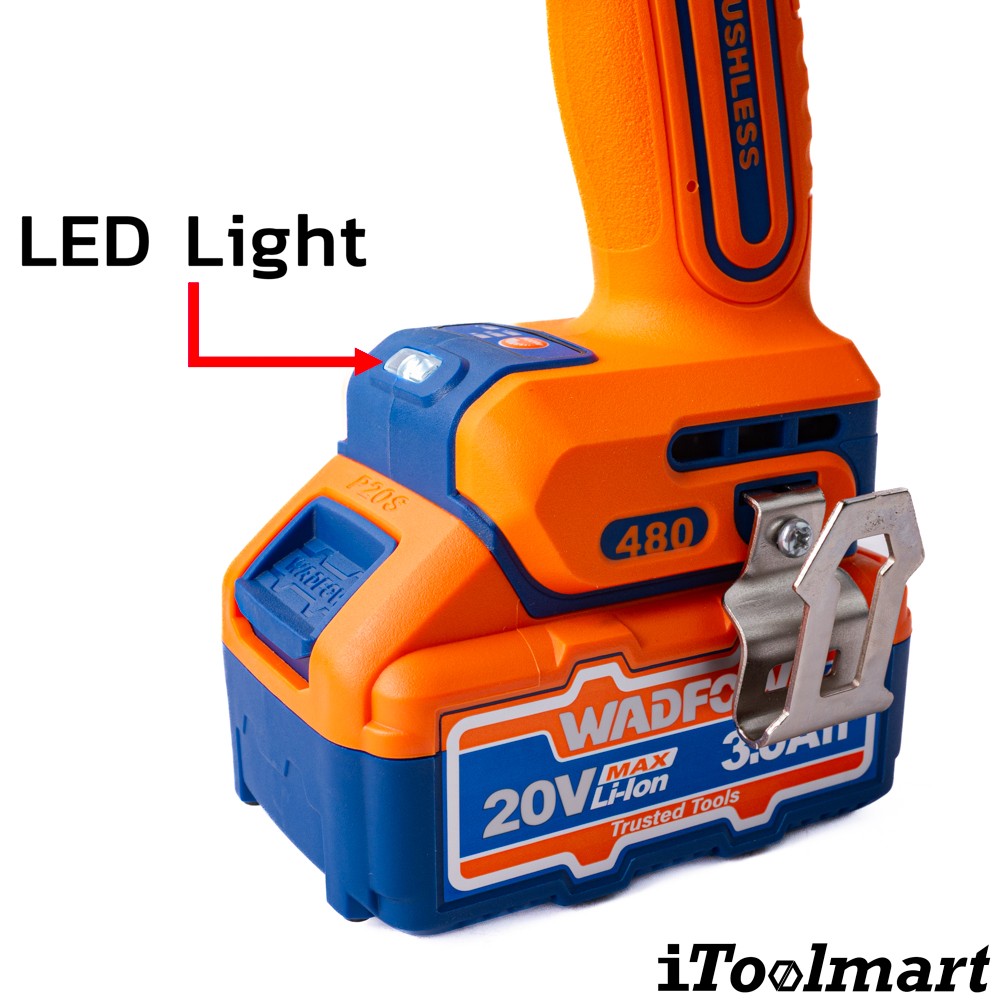 บล็อกกระแทกไร้สาย WADFOW WWCD1B481 ขนาด 1 2 นิ้ว 20V  พร้อมแบตเตอรี่และแท่นชาร์จ