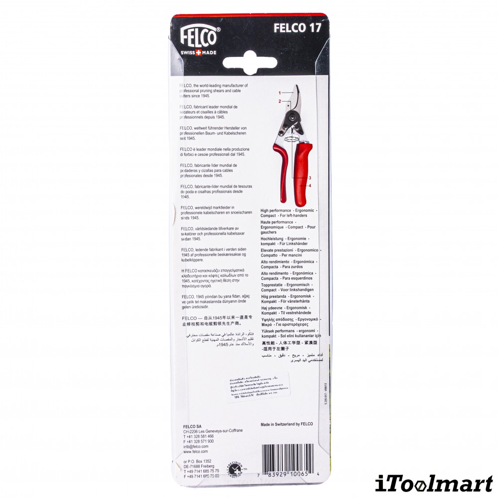 กรรไกรตัดแต่งกิ่งไม้ FELCO 17  made in swiss  สำหรับมือขนาดกลาง ถนัดซ้าย