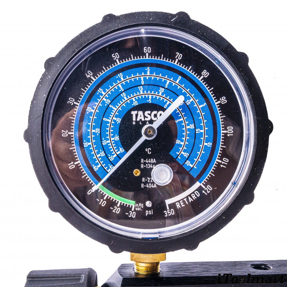 ชุดเกจวัดน้ำยาแอร์ TASCO BLACK TB120RS พร้อมสายระบบ Leak Lock สำหรับน้ำยา R21  R22  R134a  R404A
