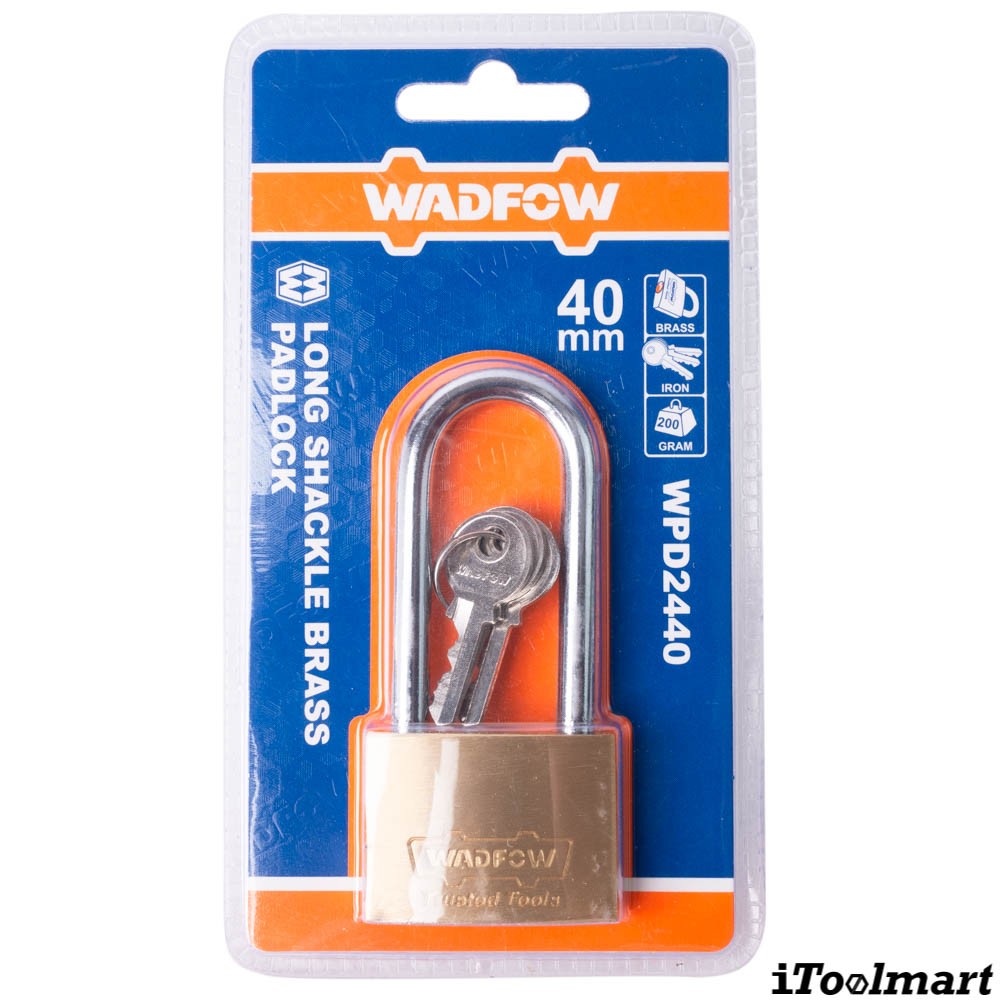 กุญแจสปริงทองเหลืองคอยาว WADFOW WPD2440 ขนาด 40 mm  