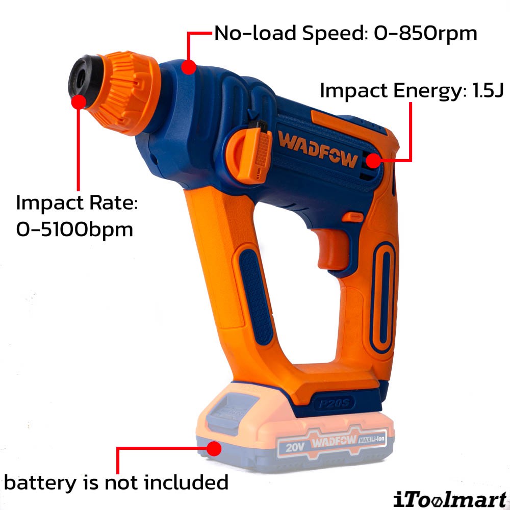 สว่านโรตารี่ไร้สาย ไร้แปรงถ่าน WADFOW WLM1516 20V  ตัวเปล่า 