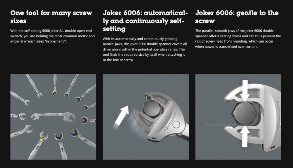 ประแจปากเลื่อน&nbsp;Wera&nbsp;6006 Joker S/L Self-setting double open-end spanner 05020332001