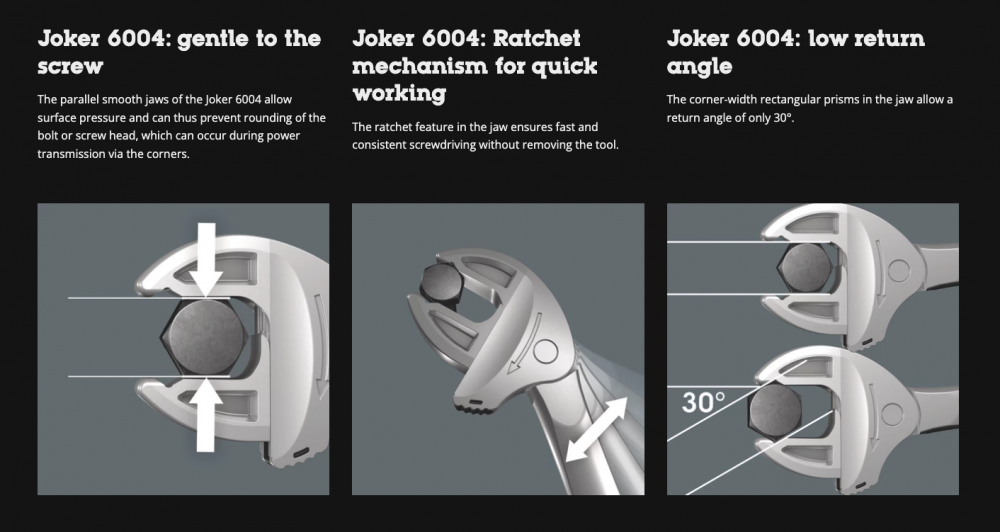 ชุดประแจปากเลื่อน&nbsp;Wera&nbsp;6004 Joker 6 Set 1 Self-setting spanner set 05020111001 (6 ชิ้น)